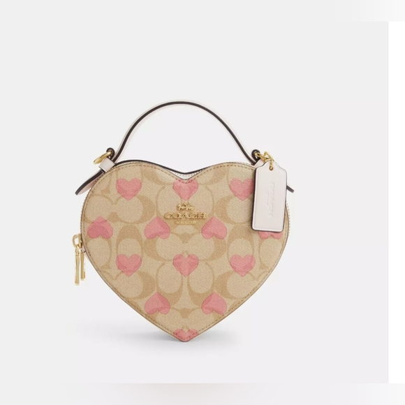 Coach Handbags - Coach Heart Crossbody In Signature Canvas With Heart Print